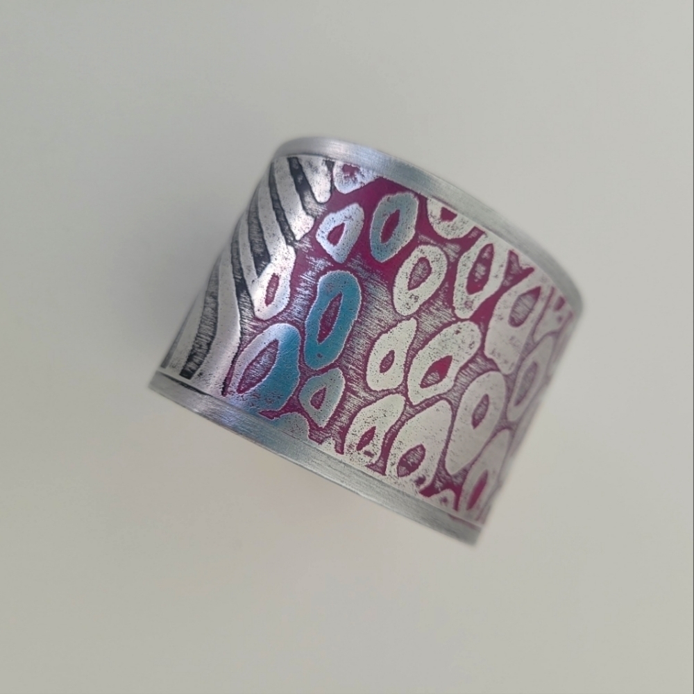 Animal Print Aluminum Cuff Bracelet 1 1/2 inch width